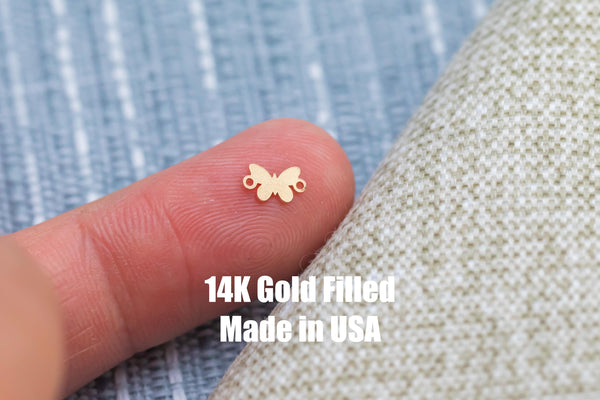 gold filled Butterfly - sterling silver or gold filled- permanent jewelry word connectors- charm, pendant,