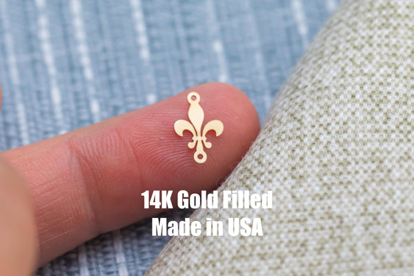 Fleur de Lis connector for Permanent Jewelry 14K Gold Filled sterling silver connector pendant