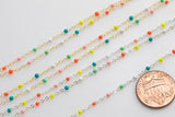 1.5mm Gold-filled Or Sterling Silver Multi Enamel Chain by the foot or 50 feet-- Permanent Jewelry Chain-