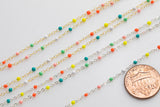 1.5mm Gold-filled Or Sterling Silver Multi Enamel Chain by the foot or 50 feet-- Permanent Jewelry Chain-