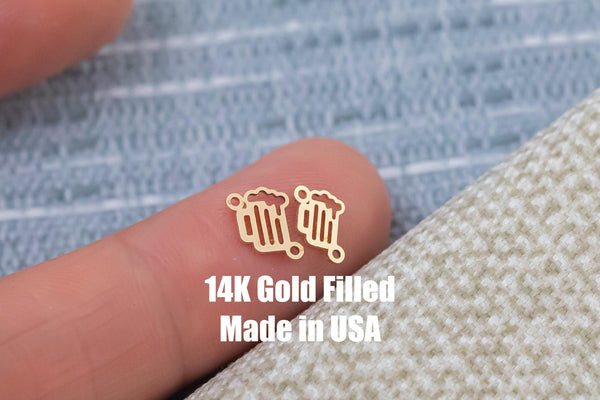 Beer Mug Connector - Tiny 14Kt Gold Filled or Sterling Silver Connectors- for Bracelet or Necklace - Permanent Jewelry Supply