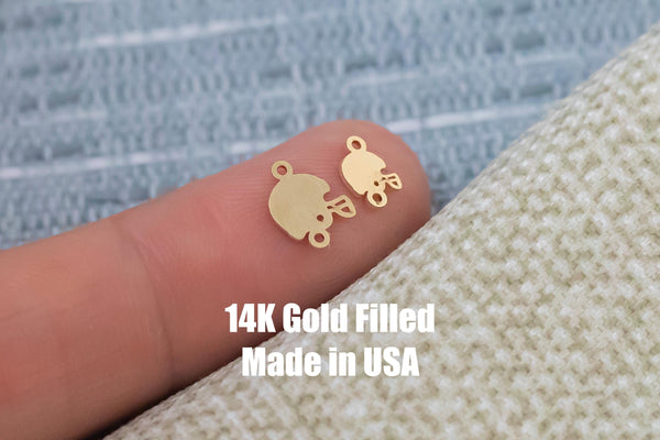 Football Helmet Connector - Tiny 14Kt Gold Filled or Sterling Silver Connectors- for Bracelet or Necklace - Permanent Jewelry Supply
