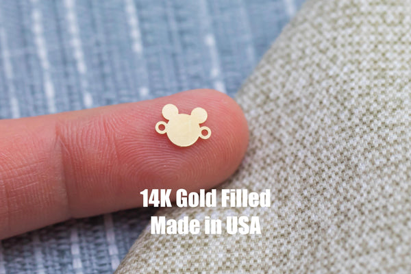 Mouse Jewelry Connector or Charm - Cherries Intricate Detail - 14kt gold filled or Sterling Silver - Made in the USA - Custom