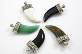 Assorted gemstone Horns with Antique silver cap!