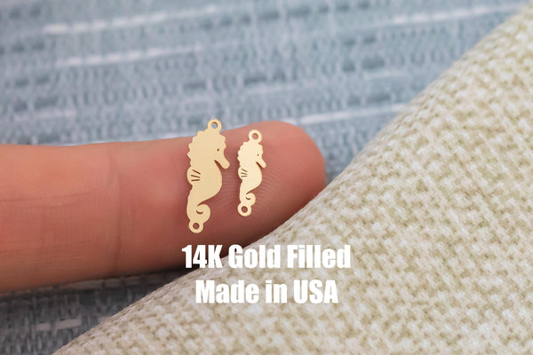 Sea Horse Seahorse Connector - Tiny 14Kt Gold Filled or Sterling Silver Connectors- for Bracelet or Necklace - Permanent Jewelry Supply