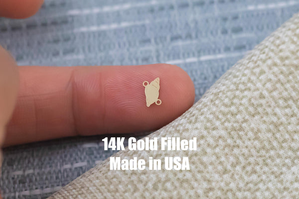 Sea Shell Snail Shell Connector - 14Kt Gold Filled Sterling Silver - Shell Connectors - Permanent Jewelry Supply