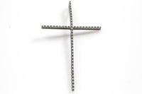 Long Skinny Cross CZ Pave Pendant - Gold, silver, gunmetal