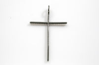 Long Skinny Cross CZ Pave Pendant - Gold, silver, gunmetal