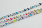 Dainty Multi color Stainless Enamel Rolo Cable Paperclip Chain by Yard, Link Cable Thick Elongate Chain, Wholesale bulk Roll Chain Jewelry