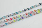 Dainty Multi color Stainless Enamel Rolo Cable Paperclip Chain by Yard, Link Cable Thick Elongate Chain, Wholesale bulk Roll Chain Jewelry