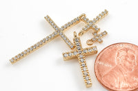 Assorted Gold Cross CZ Pave Pendant