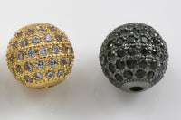 CZ Micro Pave Round Ball Bead, Cubic Zirconia Pave Beads, Rhodium Gunmetal Gold Silver Shamballa Ball beads CZ Space Beads 6mm 8mm 10mm 12mm