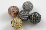 CZ Micro Pave Round Ball Bead, Cubic Zirconia Pave Beads, Rhodium Gunmetal Gold Silver Shamballa Ball beads CZ Space Beads 6mm 8mm 10mm 12mm