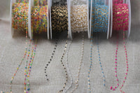 1.5mm Gold-filled Or Sterling Silver Multi Enamel Chain by the foot or 50 feet-- Permanent Jewelry Chain-