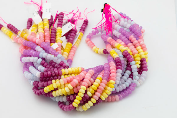 Multi-color Jade Rondelle Beads Smooth Rondelle Beads Size 5x8mm 15.5'' Strand Multicolor Pinks