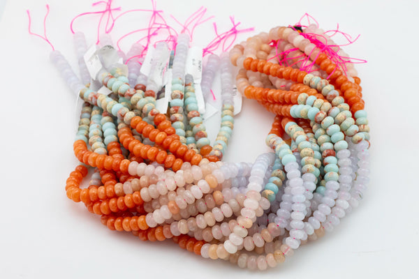 Multi-color Jade Rondelle Beads Smooth Rondelle Beads Size 5x8mm 15.5'' Strand Multicolor Oranges African Opal