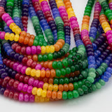 Multi-color Jade Rondelle Beads Smooth Rondelle Beads Size 5x8mm 15.5'' Strand Multicolor Rainbow