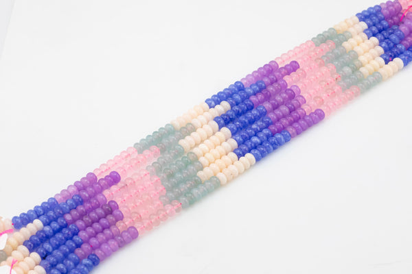 Multi-color Jade Rondelle Beads Smooth Rondelle Beads Size 5x8mm 15.5'' Strand Multicolor Light Pastels