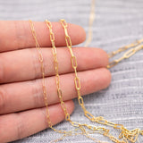 Gold Filled Paperclip chain flat - 14K Gold Filled - Made in USA - 120GF 1420GF 2.0mm 2.5mm 3.2mm