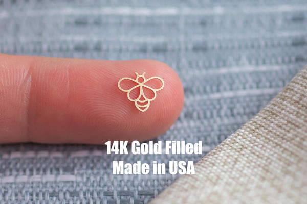 Bee Outline connector - sterling silver or gold filled- permanent jewelry connectors- charm, pendant,