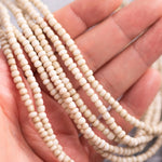 Real Ethiopian African Glass Beads 23" inches Eggshell Beige Heishi Rondelle Spacers 4mm 4.5mm about 195 beads