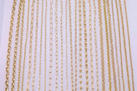 14k Gold PVD Plated Paperclip and Oval Chain Large Assortment - Tarnish Resistant Popular Style - Sold by the yard