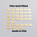 Oval Letter Connectors 14K Gold Filled Made in USA - 5x8mm Alphabet Number Connector for Bracelet - Initial Charm Permanent Jewelry Supplies