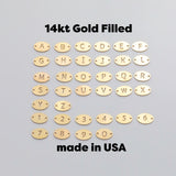 Oval Letter Connectors 14K Gold Filled Made in USA - 5x8mm Alphabet Number Connector for Bracelet - Initial Charm Permanent Jewelry Supplies