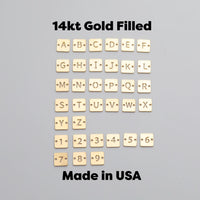 Square Letter Connectors 14K Gold Filled Made in USA - 6mm Alphabet Number Connector for Bracelet - Initial Charm Permanent Jewelry Supplies