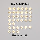 Diamond Letter Connectors 14K Gold Filled Made in USA 8mm Alphabet Number Connector for Bracelet - Initial Charm Permanent Jewelry Supplies