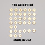 Diamond Letter Connectors 14K Gold Filled Made in USA 8mm Alphabet Number Connector for Bracelet - Initial Charm Permanent Jewelry Supplies
