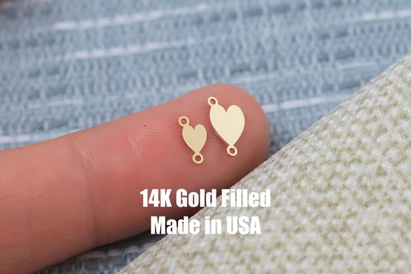 Heart Side Ways Connector - Tiny 14Kt Gold Filled or Sterling Silver Connectors- for Bracelet or Necklace - Permanent Jewelry Supply