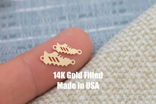 Soccer Shoes or Cleats Connector - Tiny 14Kt Gold Filled or Sterling Silver Connectors- for Bracelet or Necklace - Permanent Jewelry Supply