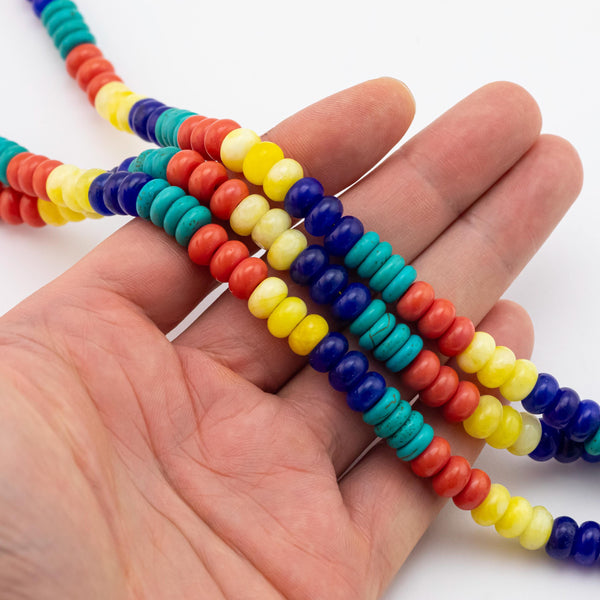 Multi-color Jade Rondelle Beads Smooth Rondelle Beads Size 5x8mm 15.5'' Strand Multicolor