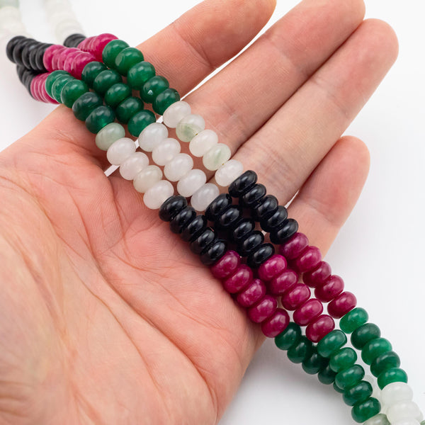 Multi-color Jade Rondelle Beads Smooth Rondelle Beads Size 5x8mm 15.5'' Strand Multicolor