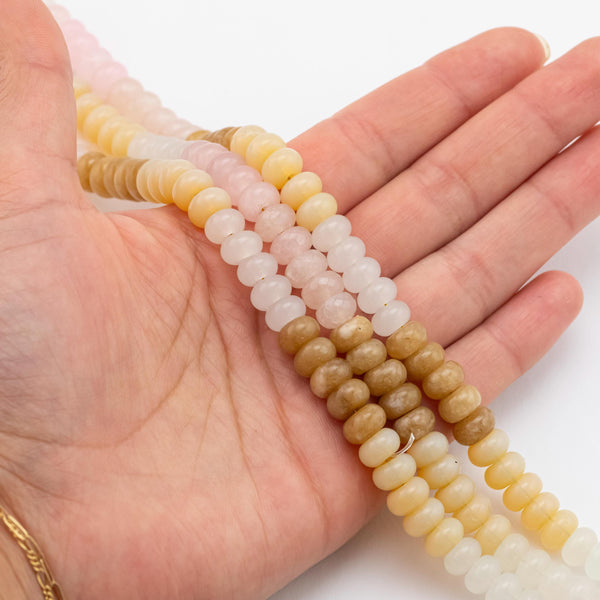 Multi-color Jade Rondelle Beads Smooth Rondelle Beads Size 5x8mm 15.5'' Strand Multicolor