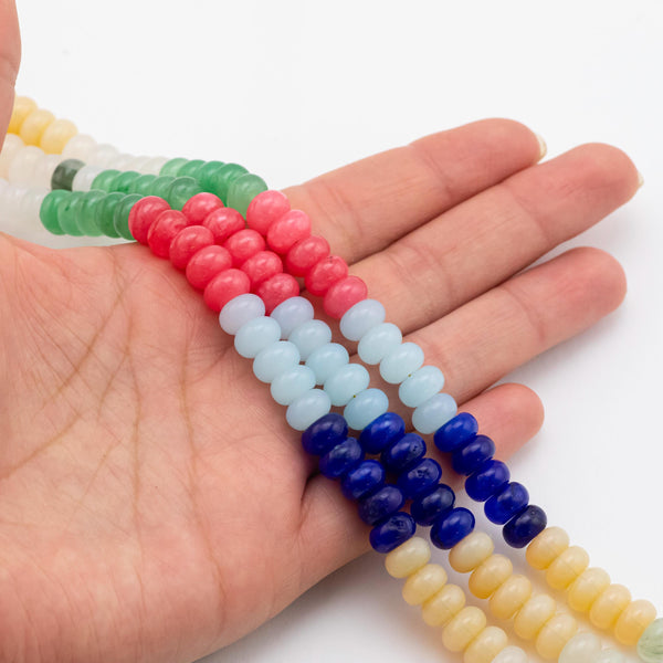 Multi-color Jade Rondelle Beads Smooth Rondelle Beads Size 5x8mm 15.5'' Strand Multicolor