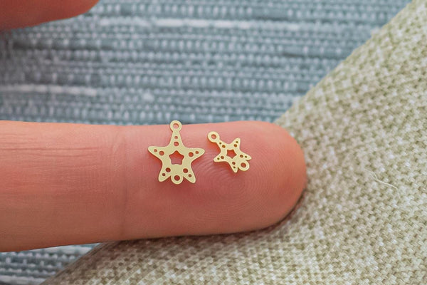 Star Fish Connector - Tiny 14Kt Gold Filled or Sterling Silver Connectors- for Bracelet or Necklace - Permanent Jewelry Supply