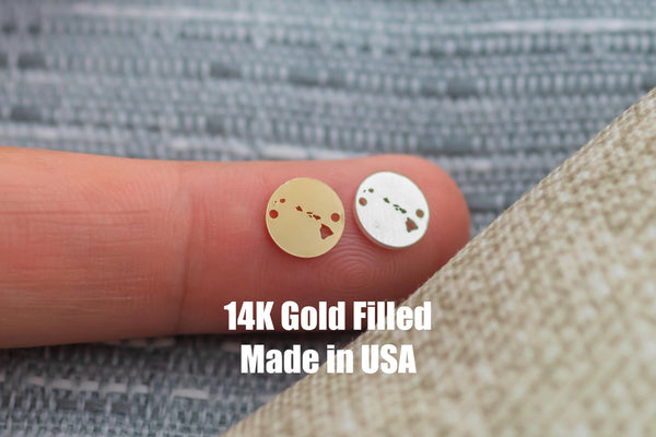 Hawaii Island Disc Connector - 14Kt Gold Filled Sterling Silver - Hawaii State Flower- Hibiscus Connectors - Permanent Jewelry Supply