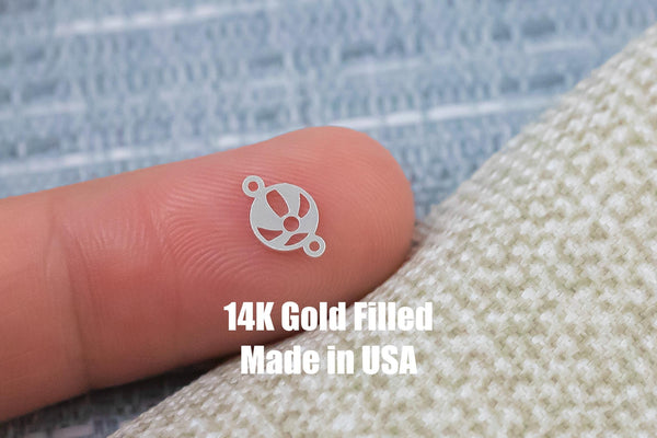 Beach Ball Connector - Tiny 14Kt Gold Filled or Sterling Silver Connectors- for Bracelet or Necklace - Permanent Jewelry Supply