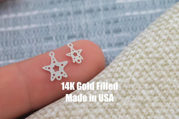 Star Fish Connector - Tiny 14Kt Gold Filled or Sterling Silver Connectors- for Bracelet or Necklace - Permanent Jewelry Supply