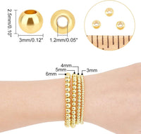 3mm 4mm 5mm 6mm 8mm Gold Beads Brass Spacer Beads Plain Seemless Gold Plated Brass Beads 200 pieces