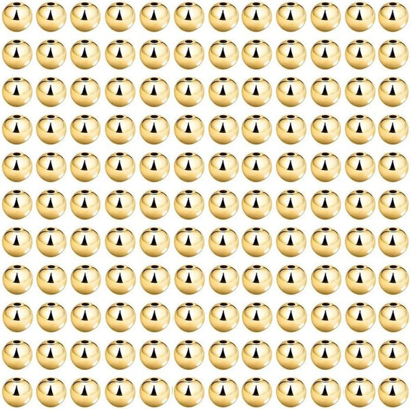 3mm 4mm 5mm 6mm 8mm Gold Beads Brass Spacer Beads Plain Seemless Gold Plated Brass Beads 200 pieces