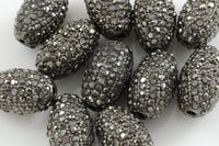 Diamond Metal Oval Pave, Pave hemitite egg, HIgh Quality 1 5 20 Pieces, or per order- Heavy Hematite