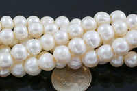 11-12mm Large Hole Freshwater Pearl, 8 Inch Strand Big Hole Beads