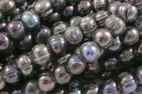 10-11mm Large Hole Freshwater Peacock Pearl, 8 Inch Strand Big Hole Beads