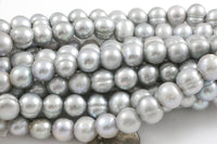 Natural 8mm Large Hole Freshwater Gray Pearl, Half strands! AAA Quality Gemstone Beads