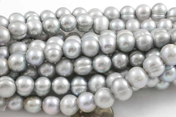 Natural 8mm Large Hole Freshwater Gray Pearl, Half strands! AAA Quality Gemstone Beads