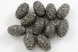 Diamond Metal Oval Pave, Pave hemitite egg, HIgh Quality 1 5 20 Pieces, or per order- Heavy Hematite