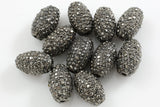 Diamond Metal Oval Pave, Pave hemitite egg, High Quality 1 5 20 Pieces, or per order- Heavy Hematite